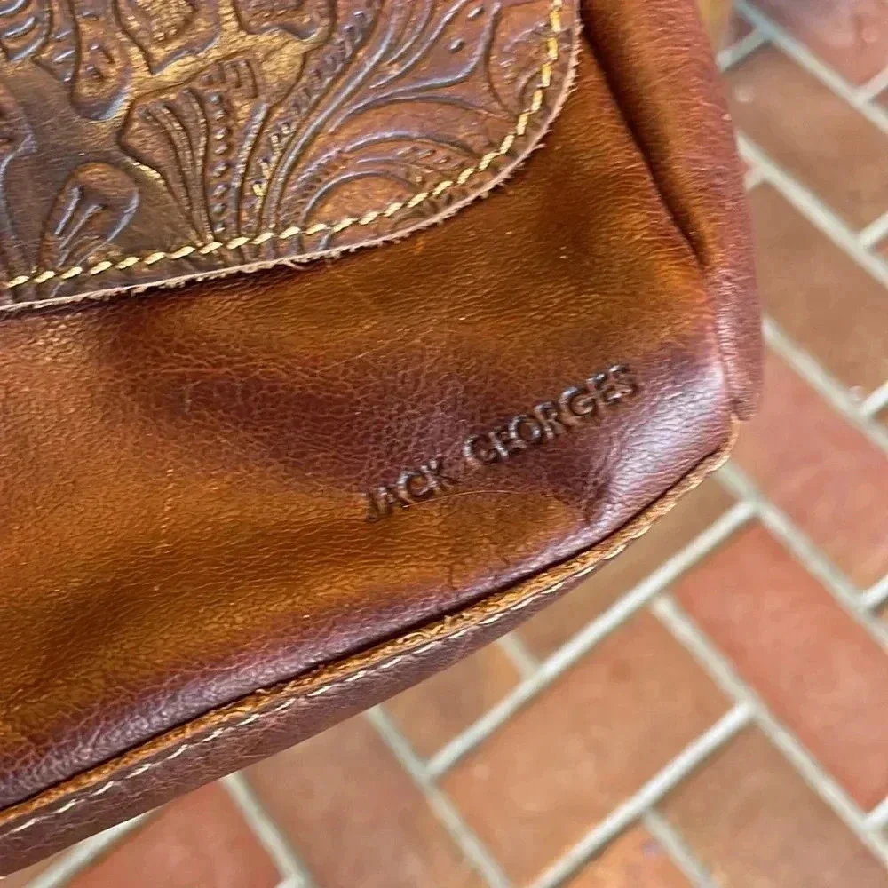 Jack George Voyager Brown Leather Saddle Bag Crossbody Purse‎